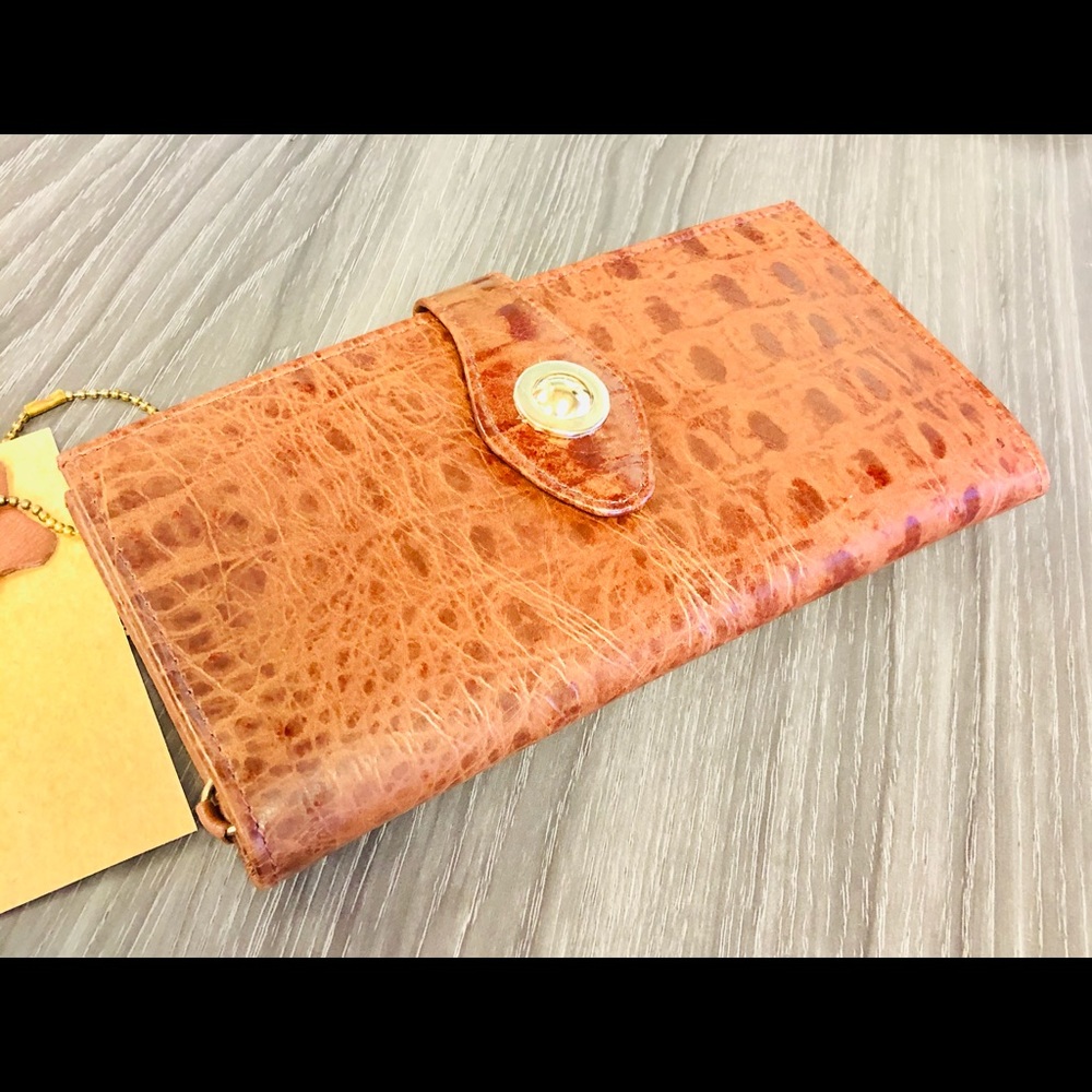 85.) New Cognac Croc Embossed Genuine Leather Wallet